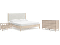 Cadmori Tan King Panel Bedroom Set with Dresser and 2 Nightstands