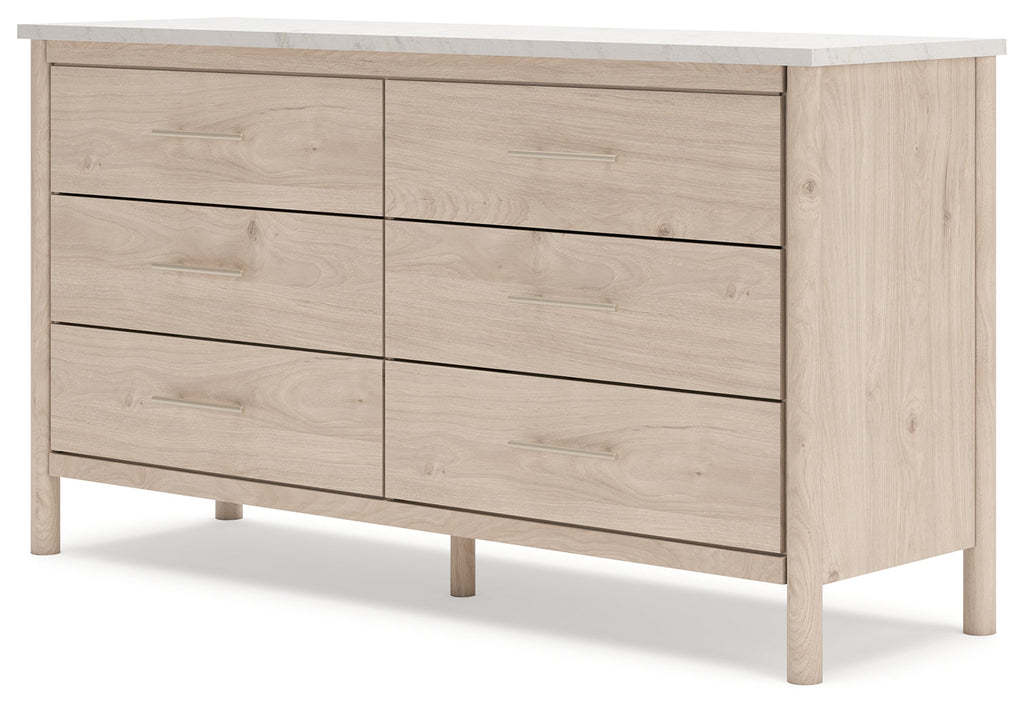 Cadmori Tan King Panel Bedroom Set with Dresser and 2 Nightstands