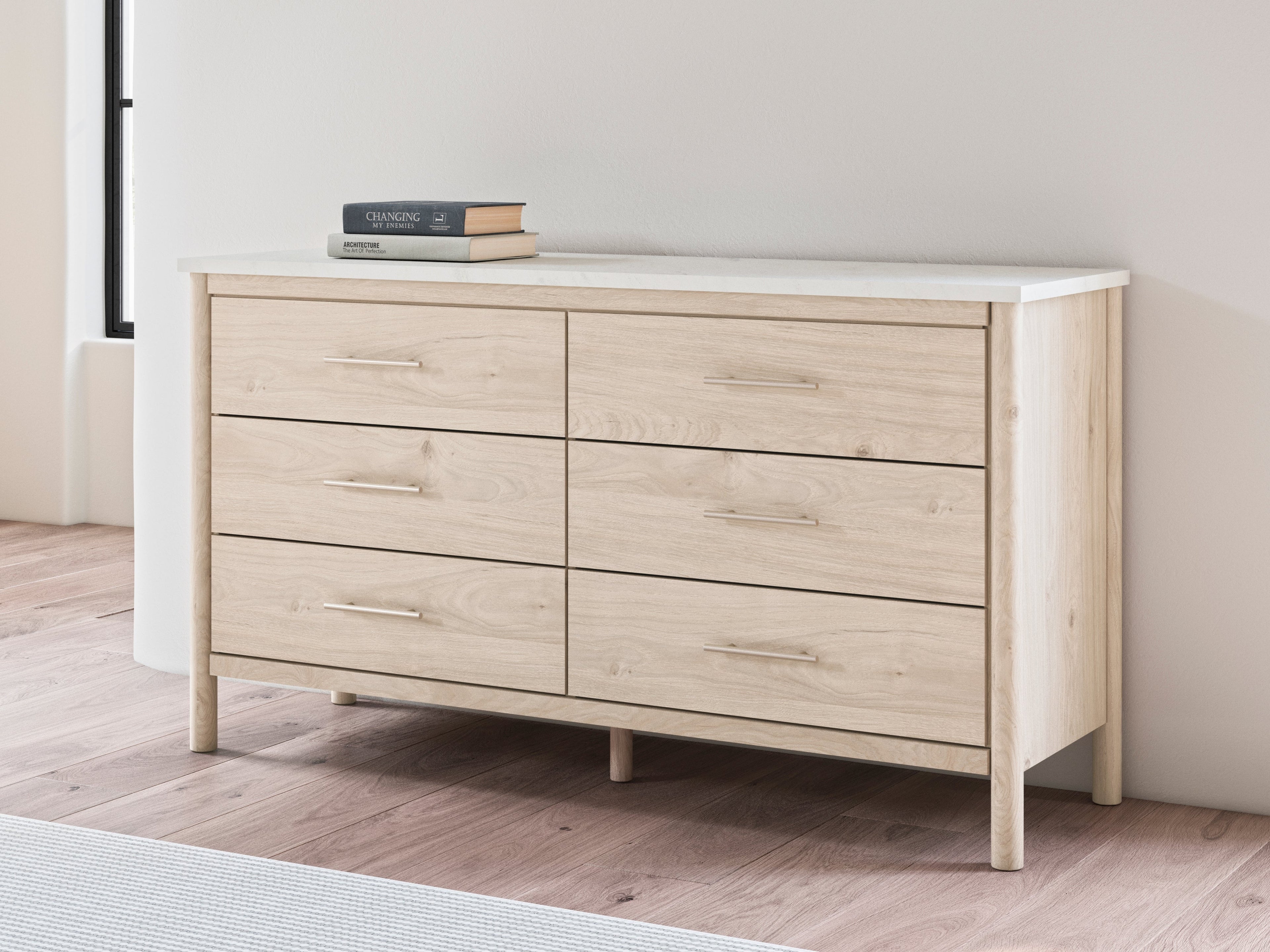 Cadmori Tan King Panel Bedroom Set with Dresser and 2 Nightstands