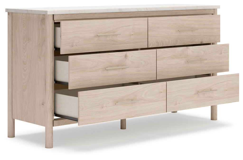 Cadmori Tan Queen Panel Bedroom Set with Dresser and 2 Nightstands