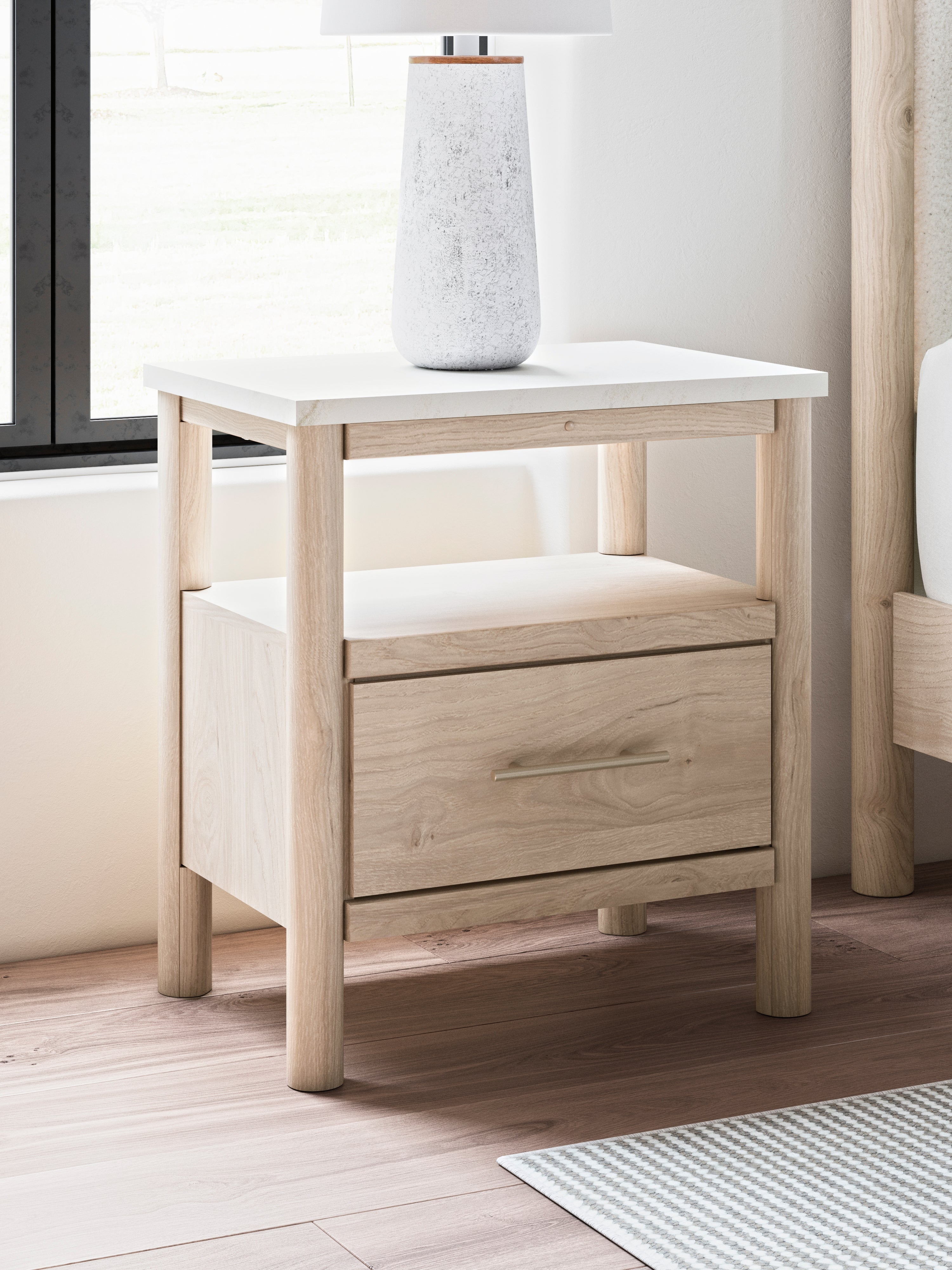 Cadmori Tan Queen Panel Bedroom Set with Dresser and 2 Nightstands