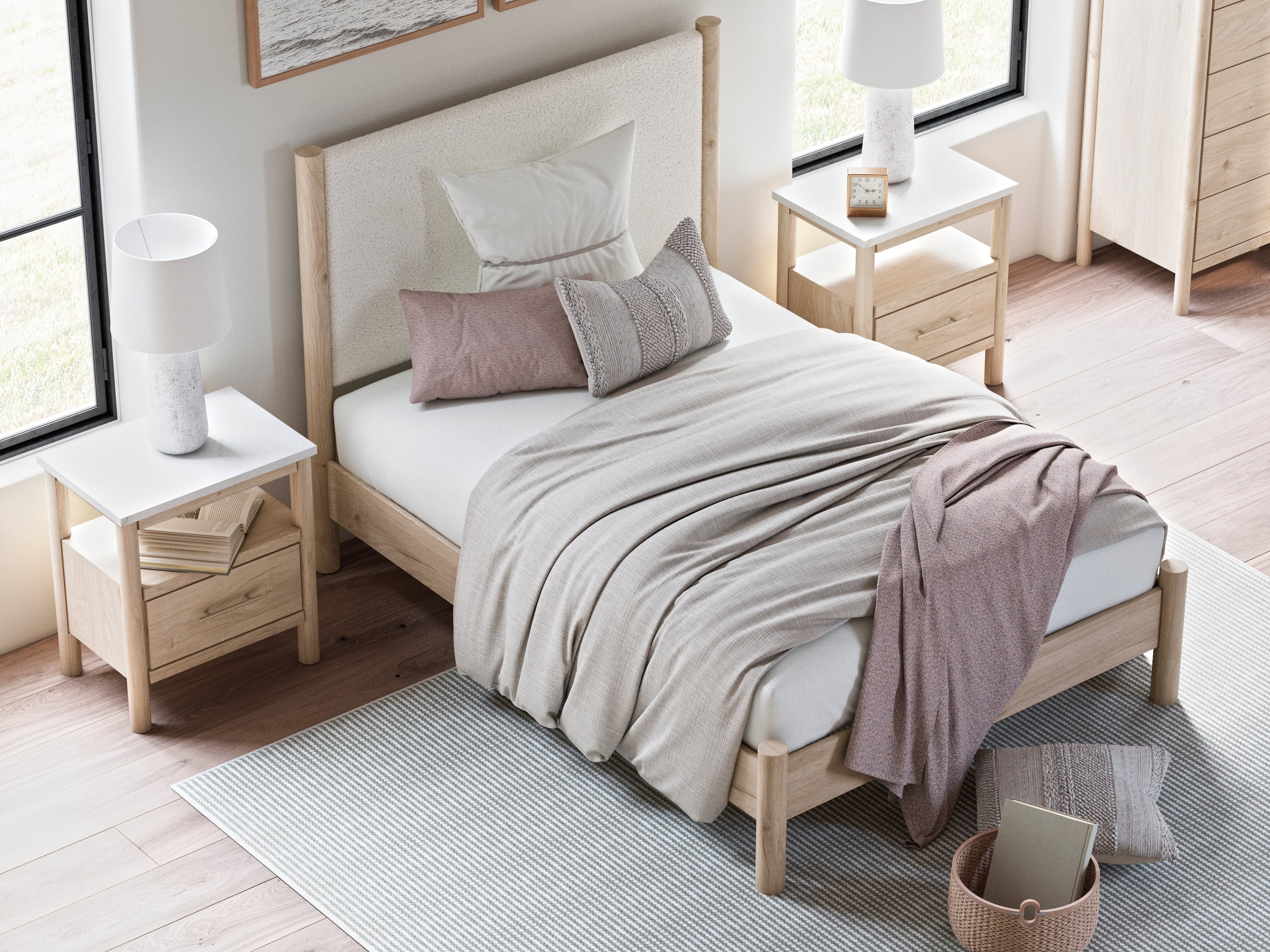 Cadmori Two-tone Full Upholstered Panel Youth Bed