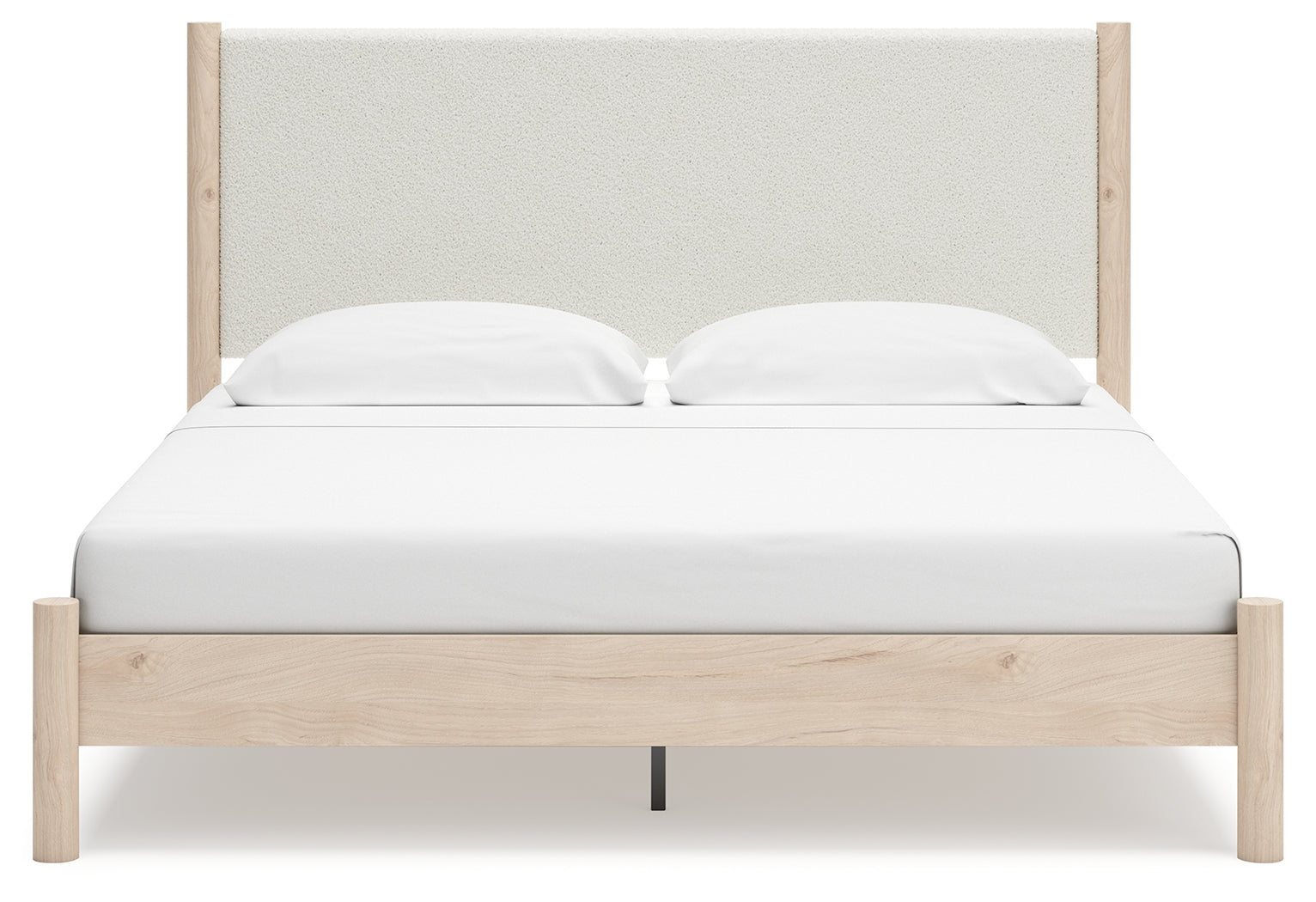 Cadmori Two-tone King Upholstered Panel Bed & Dresser & Nightstand
