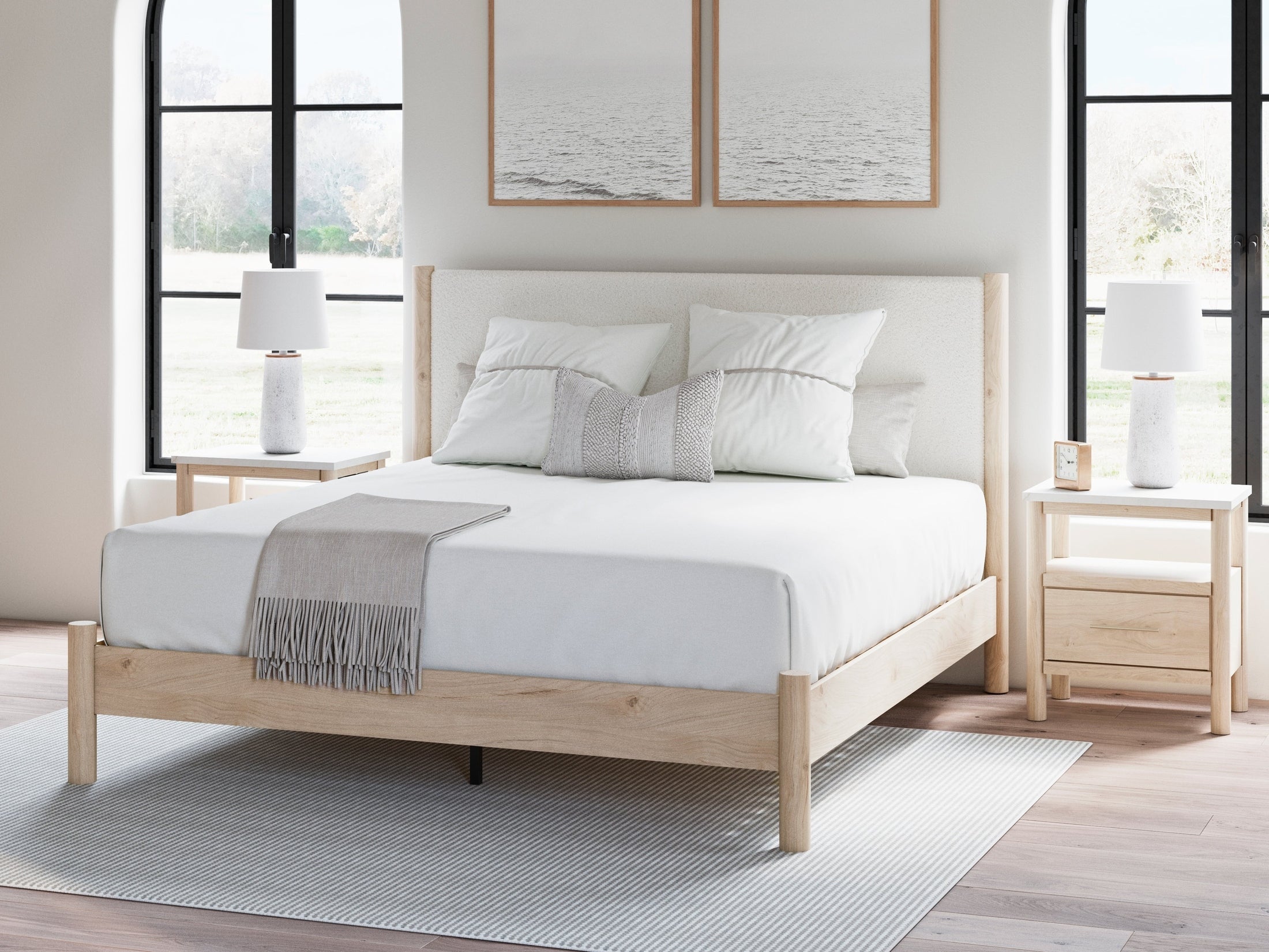 Cadmori Two-tone King Upholstered Panel Bed