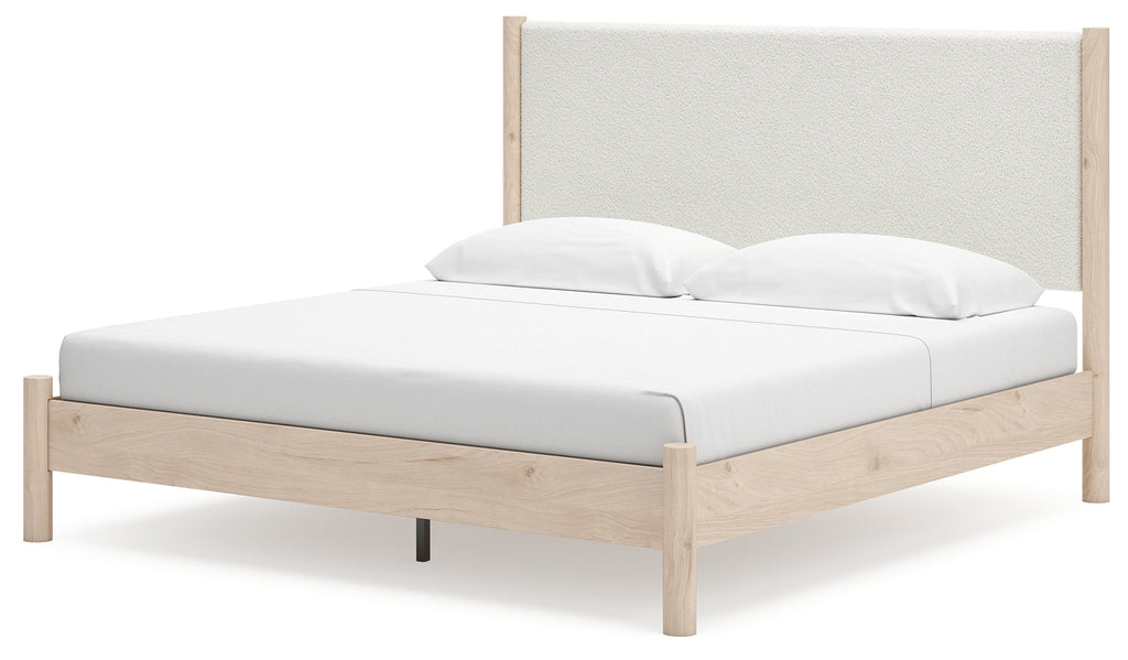 Cadmori Two-tone King Upholstered Panel Bed