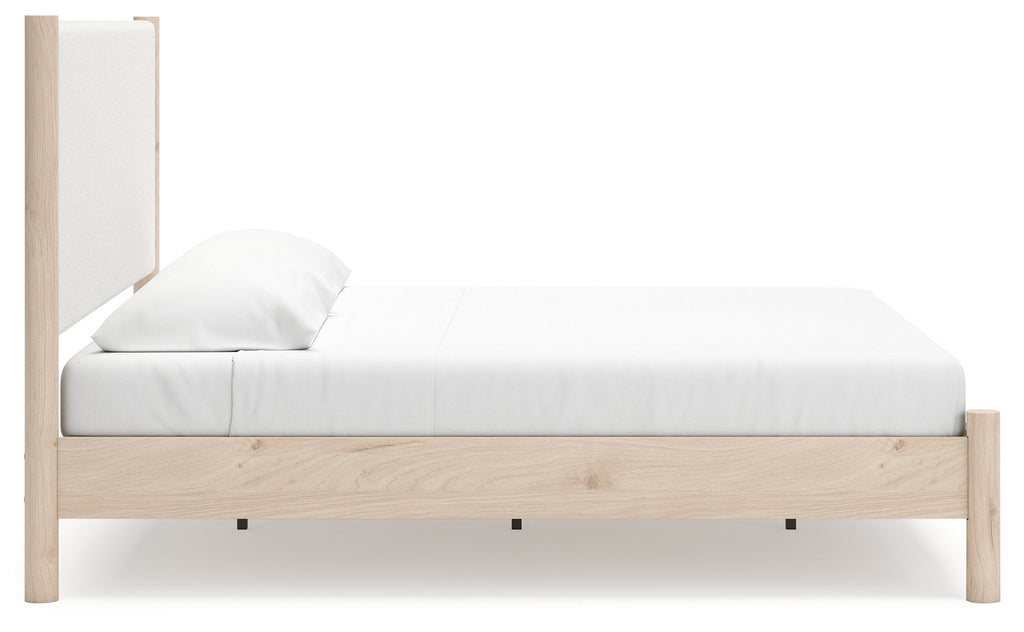 Cadmori Two-tone King Upholstered Panel Bed