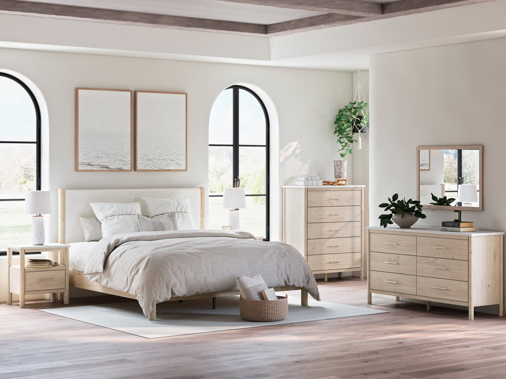 Cadmori Two-tone King Upholstered Panel Bed