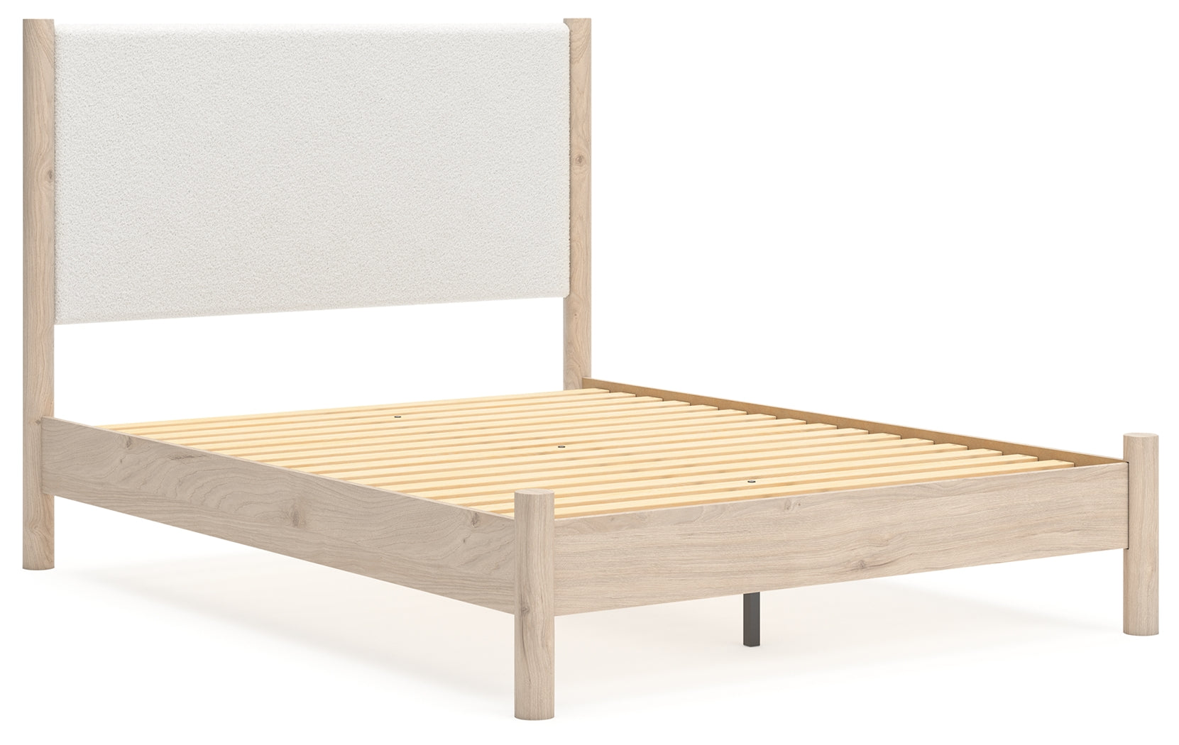 Cadmori Two-tone Queen Upholstered Panel Bed & Dresser & Mirror