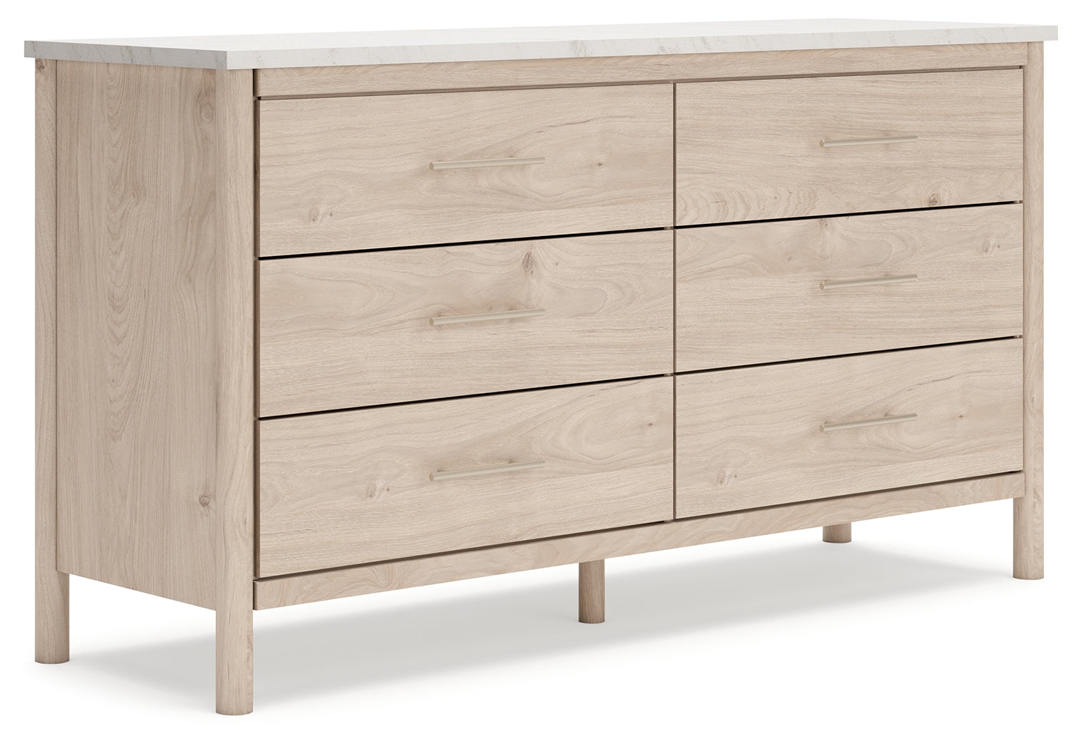 Cadmori Two-tone Queen Upholstered Panel Bed & Dresser & Nightstand