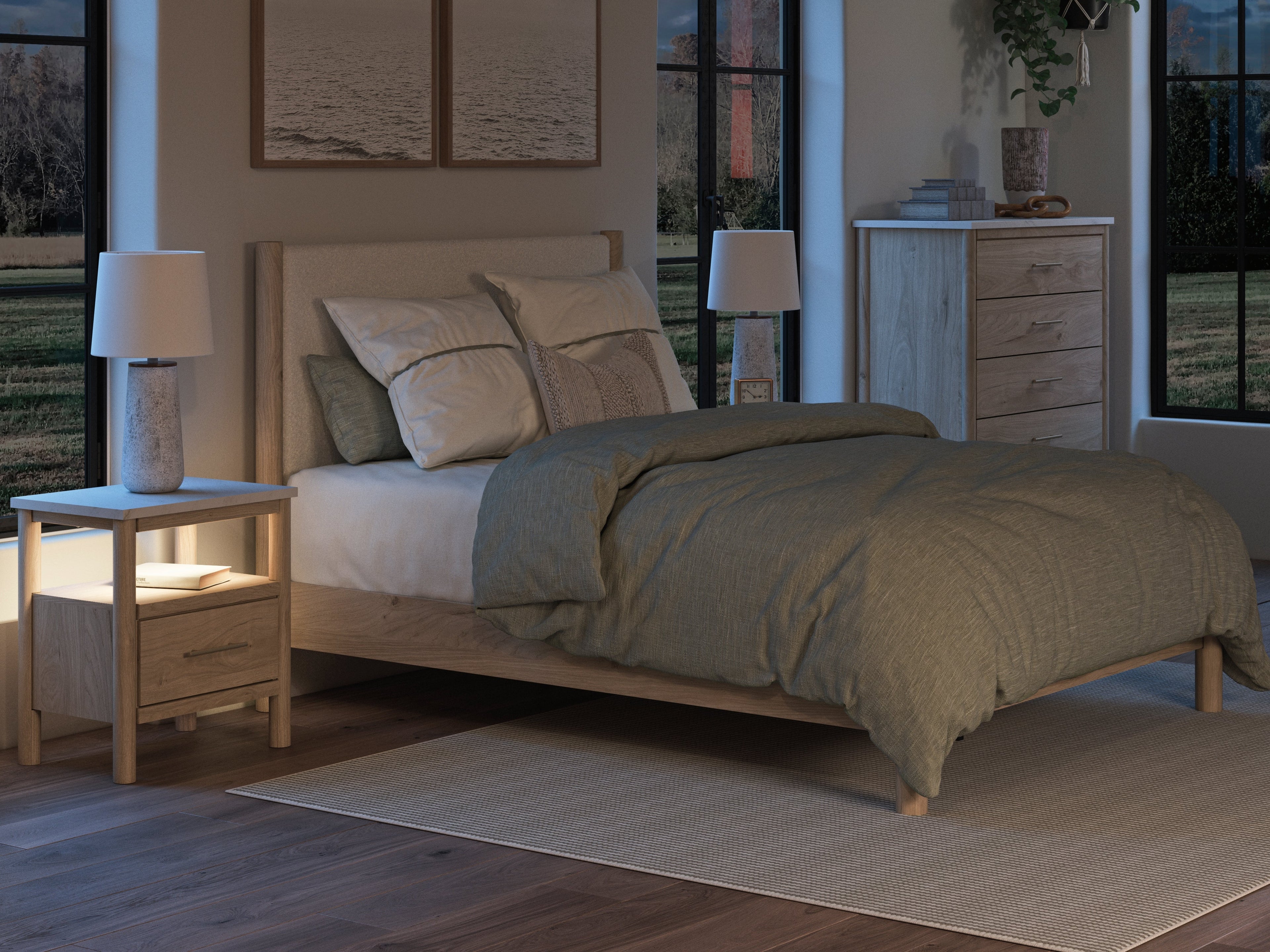 Cadmori Two-tone Queen Upholstered Panel Bed