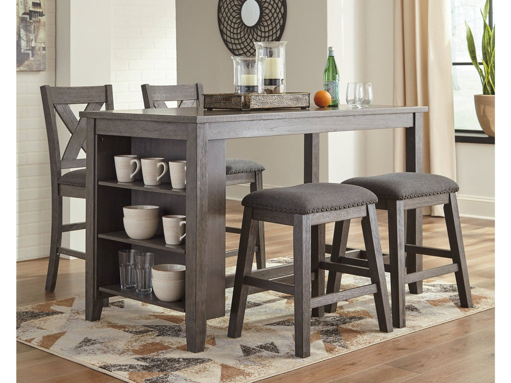 Caitbrook Counter Height Dining Table and 4 Barstools, Gray