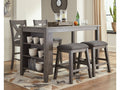 Caitbrook Counter Height Dining Table and 4 Barstools, Gray