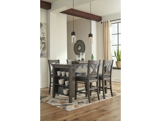 Caitbrook Gray Counter Height Dining Table and 4 Barstools (4 Chairs)