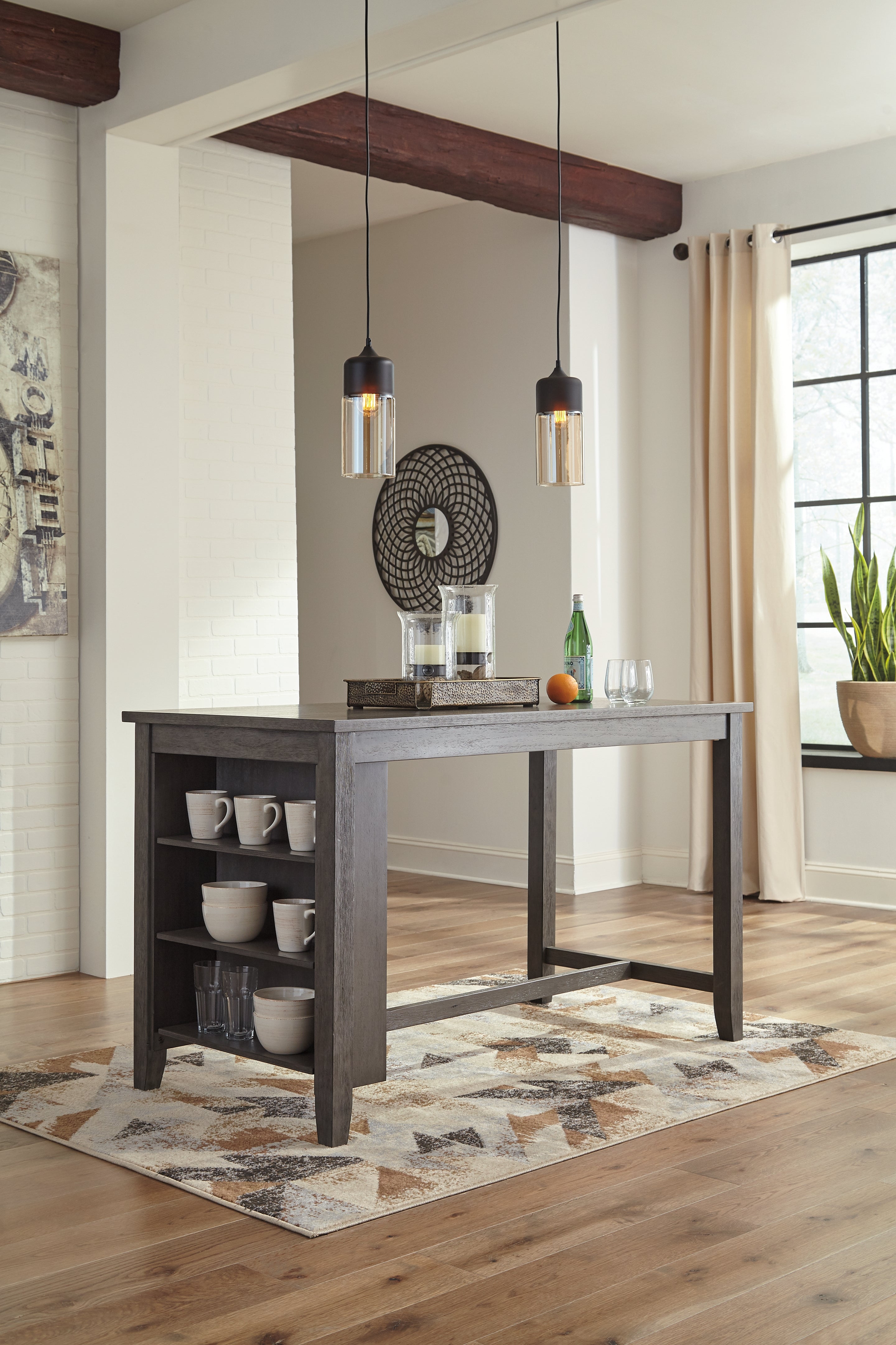 Caitbrook Counter Height Dining Table and 4 Barstools, Gray