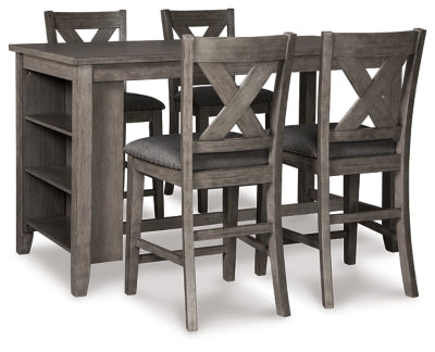 Caitbrook Gray Counter Height Dining Table and 4 Barstools (4 Chairs)