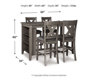 Caitbrook Gray Counter Height Dining Table and 4 Barstools (4 Chairs)