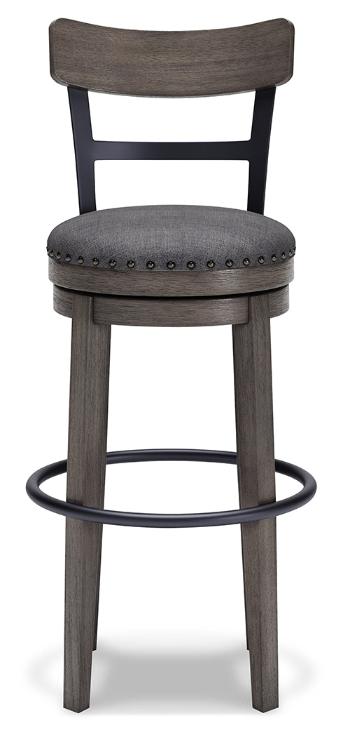 Caitbrook Gray Swivel Bar Height Bar Chair / 1pc