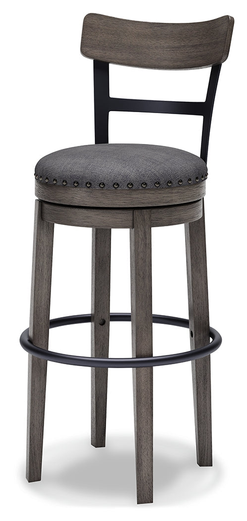 Caitbrook Gray Swivel Bar Height Bar Chair / 1pc