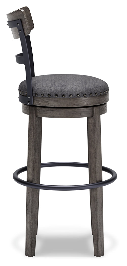 Caitbrook Gray Swivel Bar Height Bar Chair / 1pc