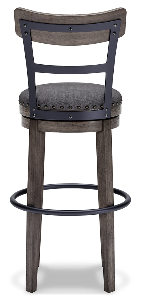 Caitbrook Gray Swivel Bar Height Bar Chair / 1pc