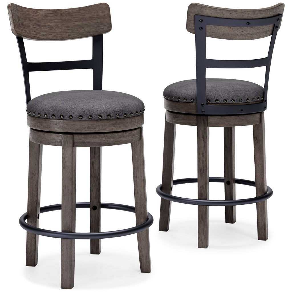 Caitbrook Gray Swivel Counter Height Bar Chair / 1pc