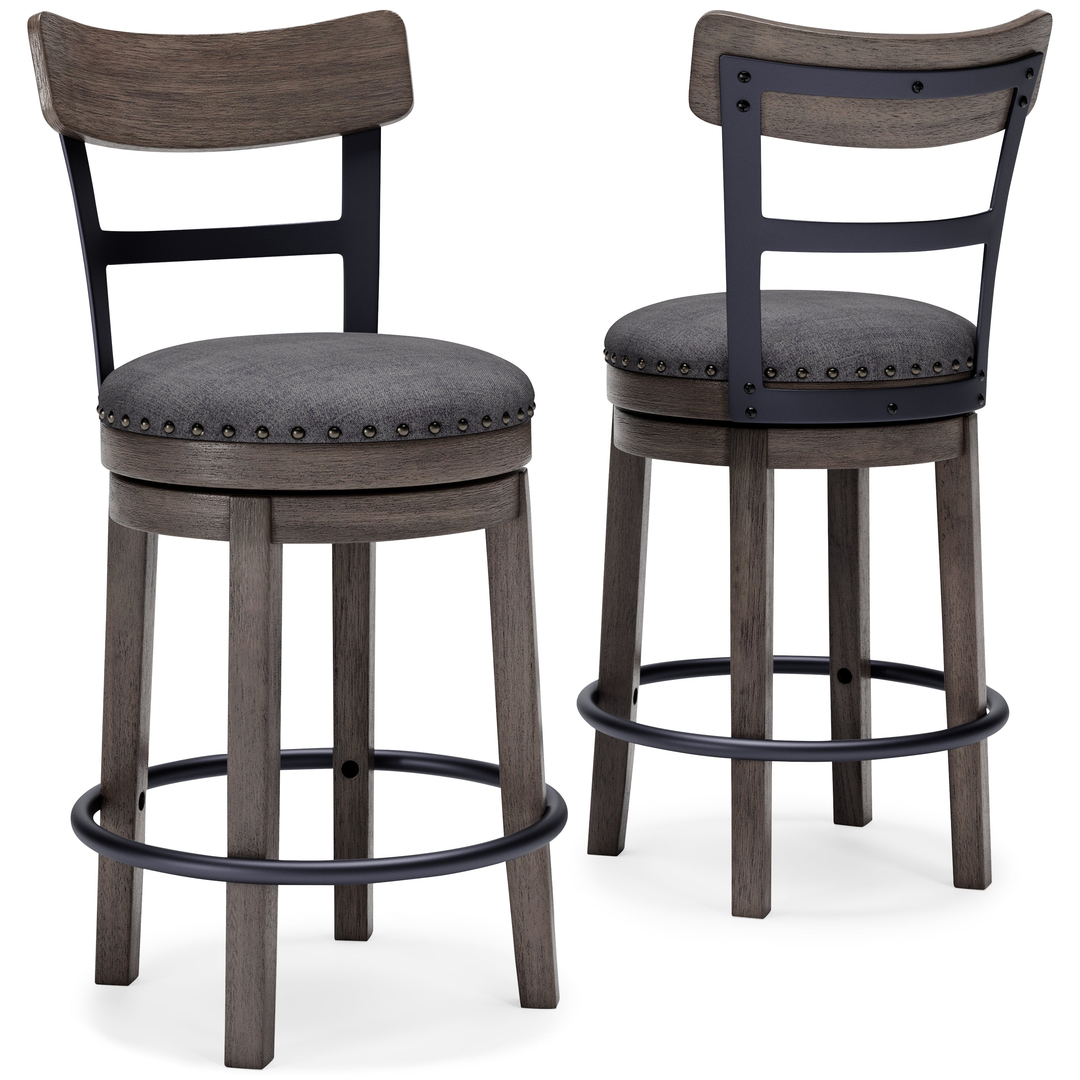 Caitbrook Gray Swivel Counter Height Bar Chair / 1pc