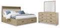 Calmoro Gray Queen Bookcase Bed, Dresser and Mirror