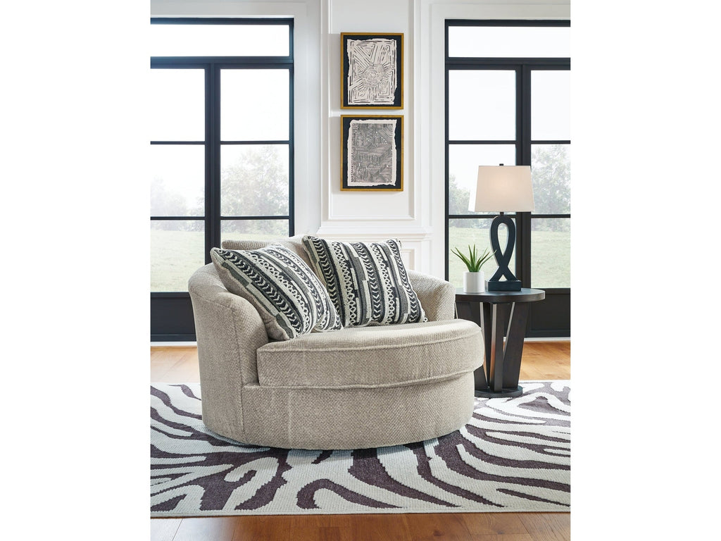 Calnita Sisal Oversized Swivel Accent Chair