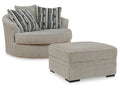 Calnita Sisal Oversized Swivel Chair and Ottoman