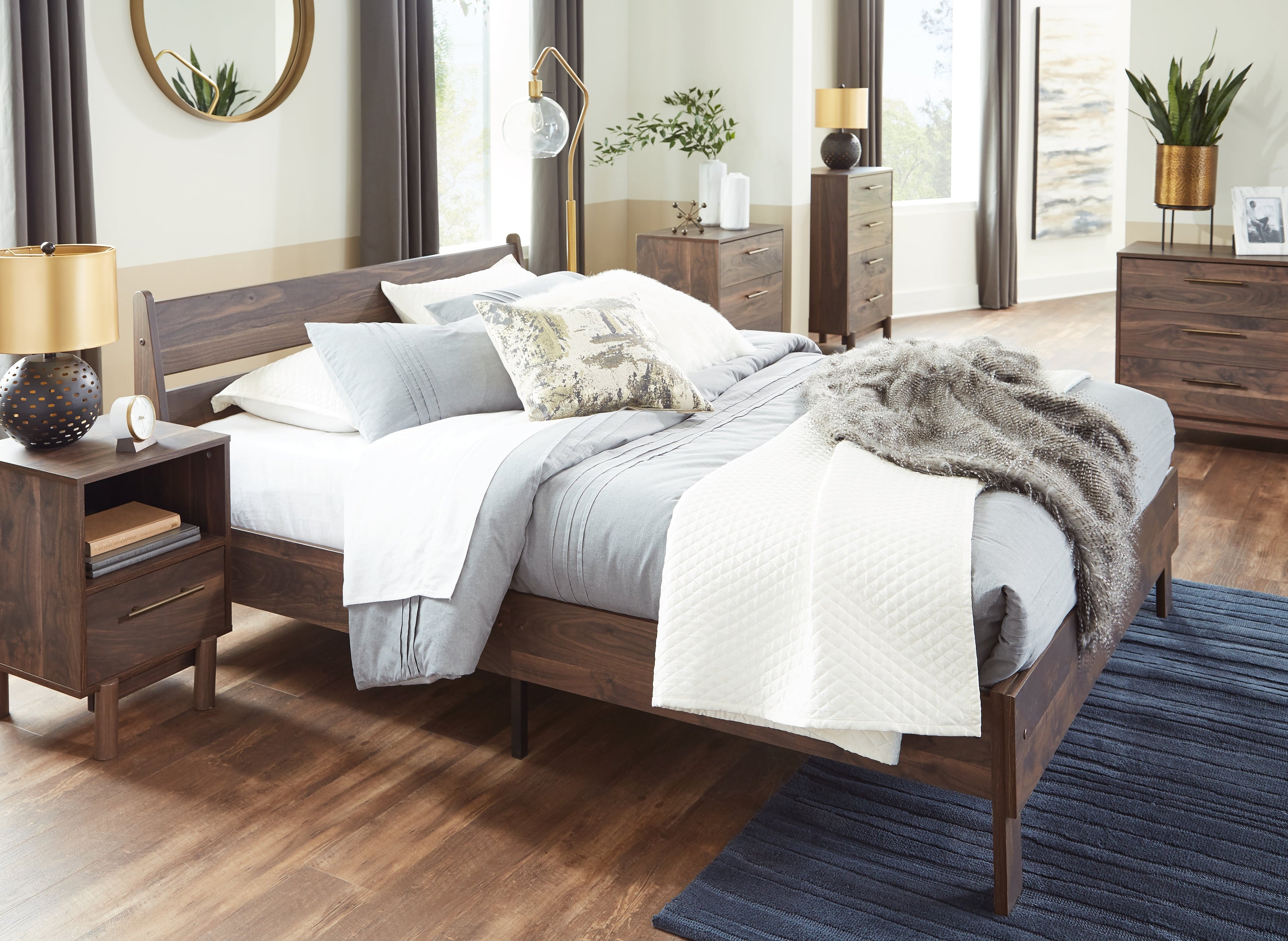 Calverson Mocha Queen Panel Platform Bed