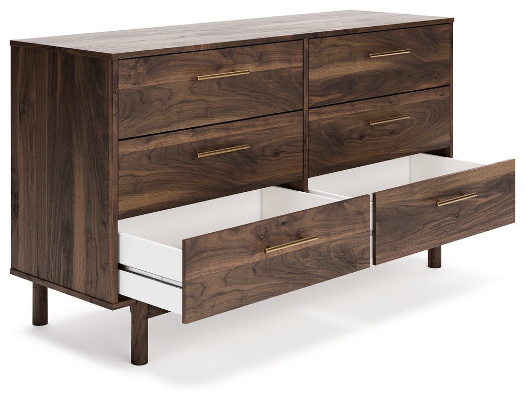 Calverson Mocha Queen Panel Platform Bed with Dresser and Nightstand