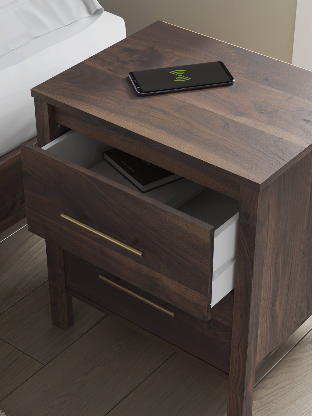 Calverson Mocha Two Drawer Night Stand