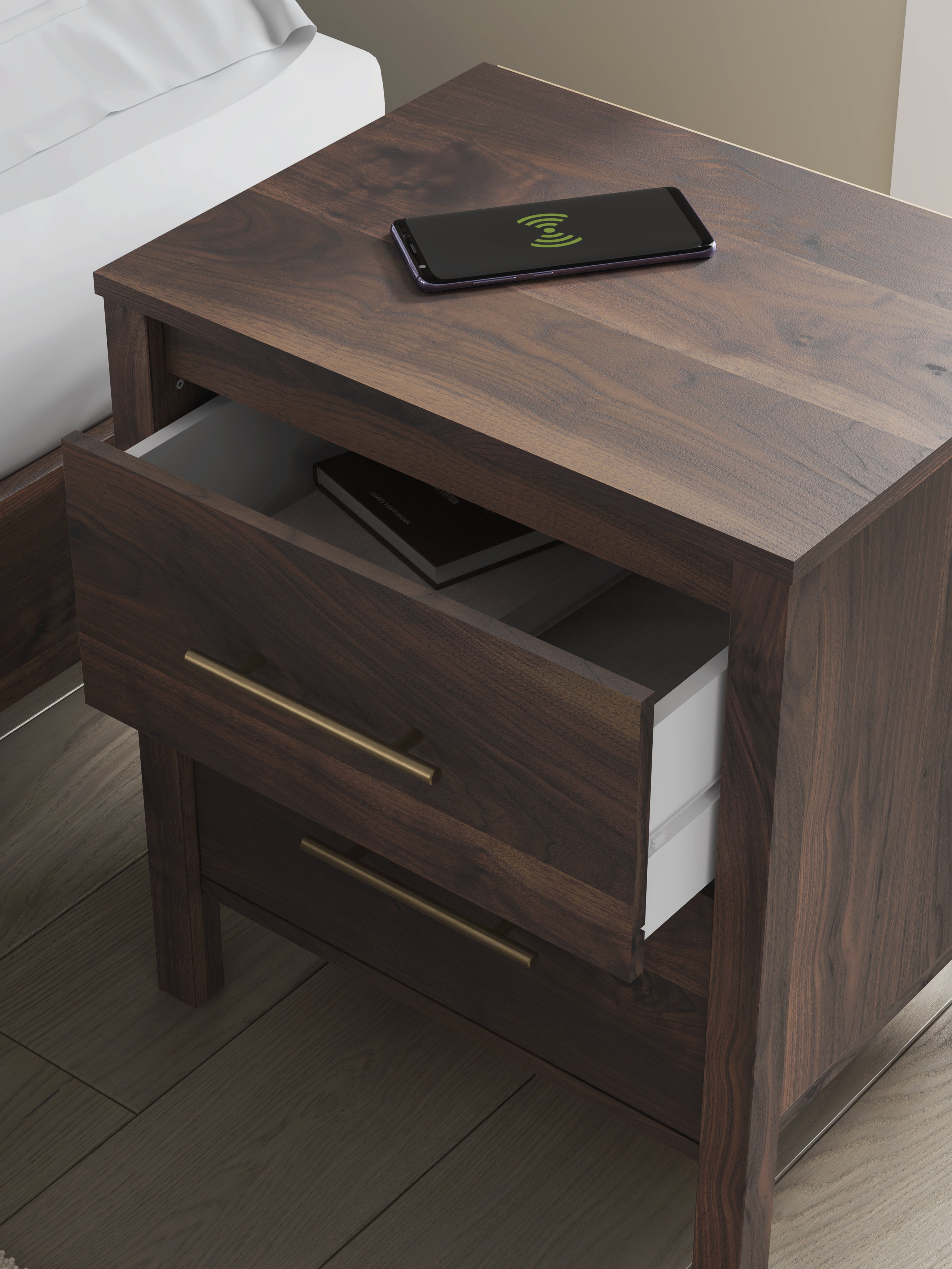 Calverson Mocha Two Drawer Night Stand