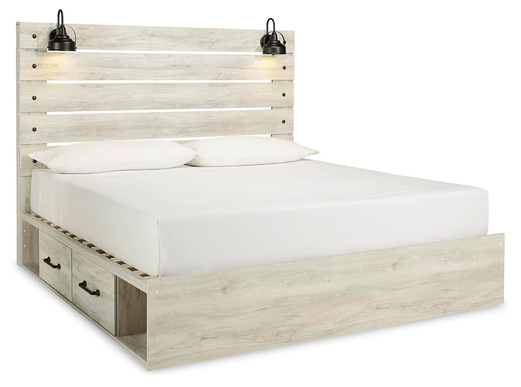 Cambeck Brown/Whitewash King Panel Storage Bed, Dresser and Nightstand