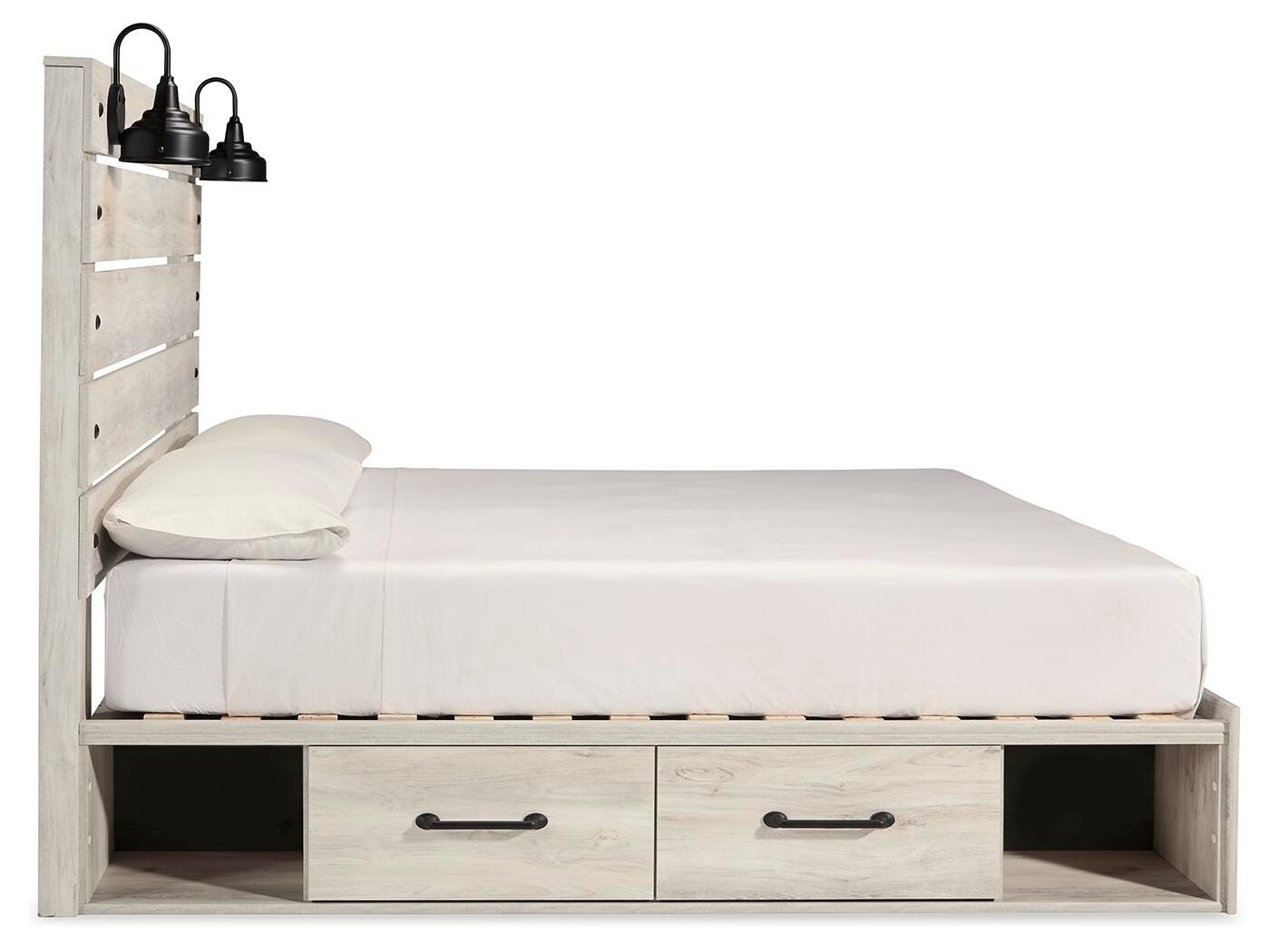 Cambeck Brown/Whitewash King Panel Storage Bed, Dresser and Nightstand