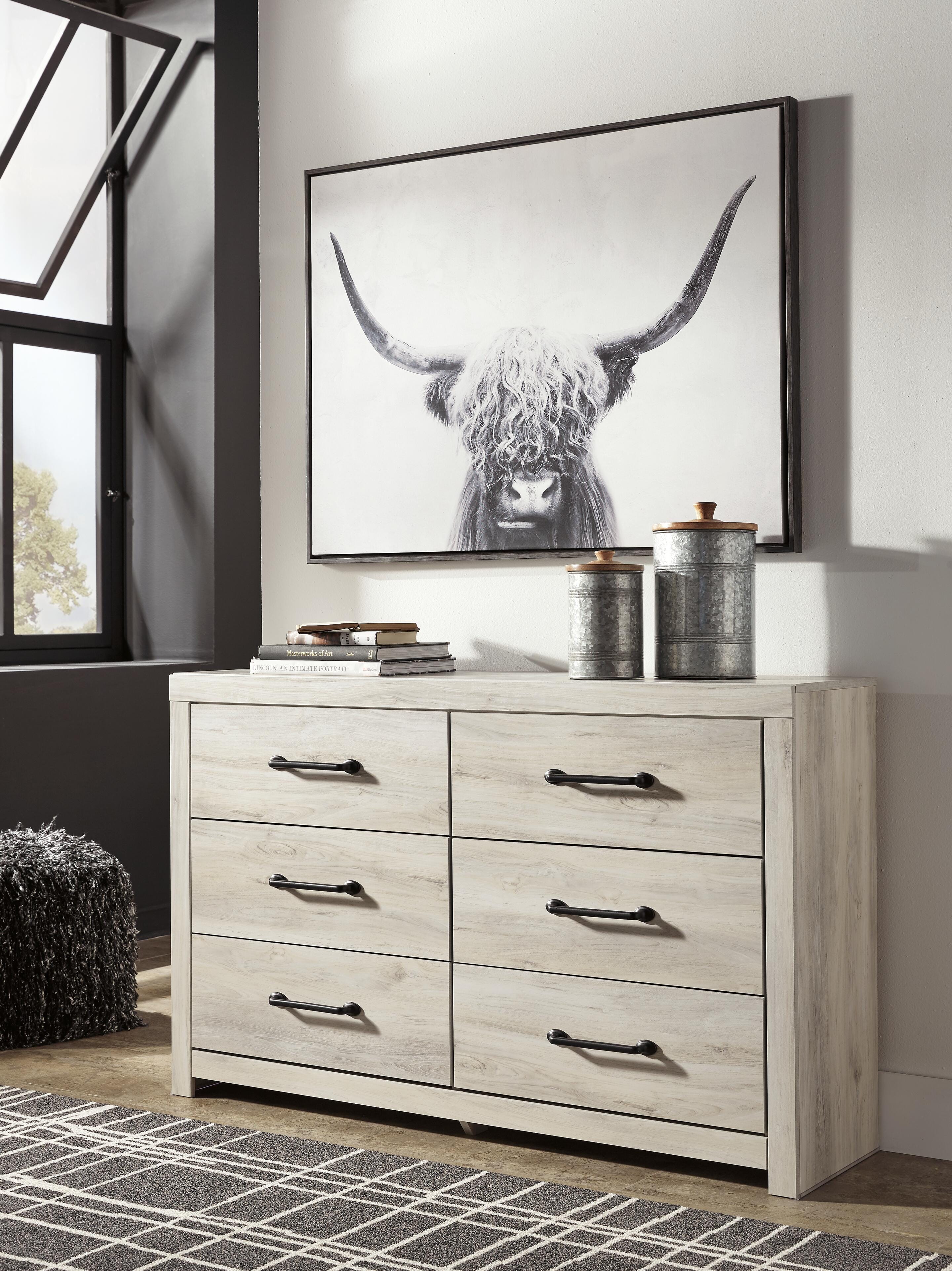 Cambeck Brown/Whitewash King Panel Storage Bed, Dresser and Nightstand