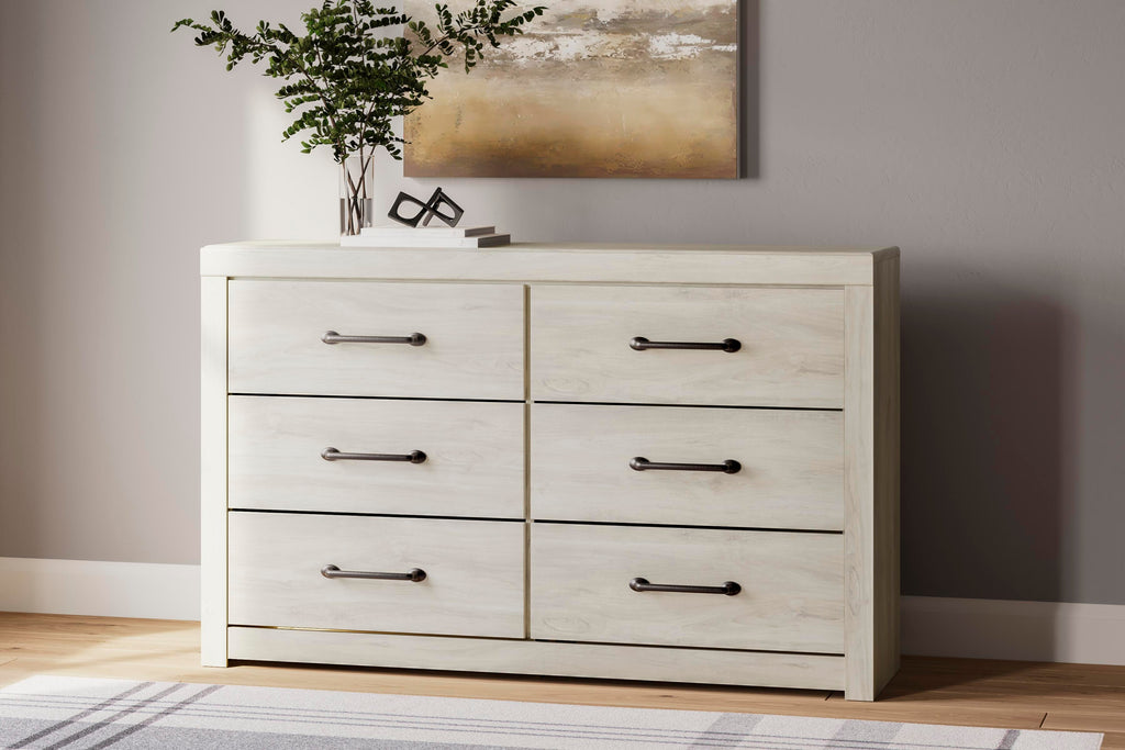 Cambeck Brown/Whitewash King Panel Storage Bed, Dresser and Nightstand