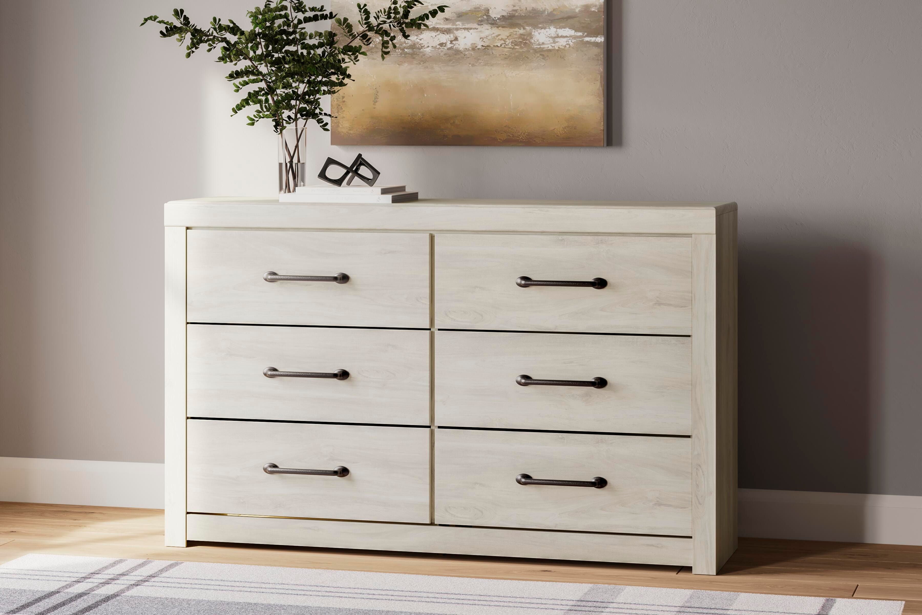 Cambeck Brown/Whitewash King Panel Storage Bed, Dresser and Nightstand