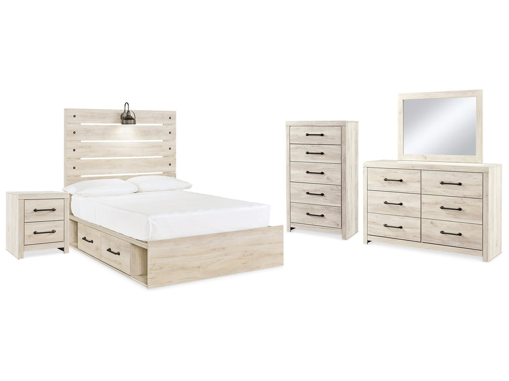 Cambeck Whitewash Full Panel Bed, Dresser, Chest and Nightstand