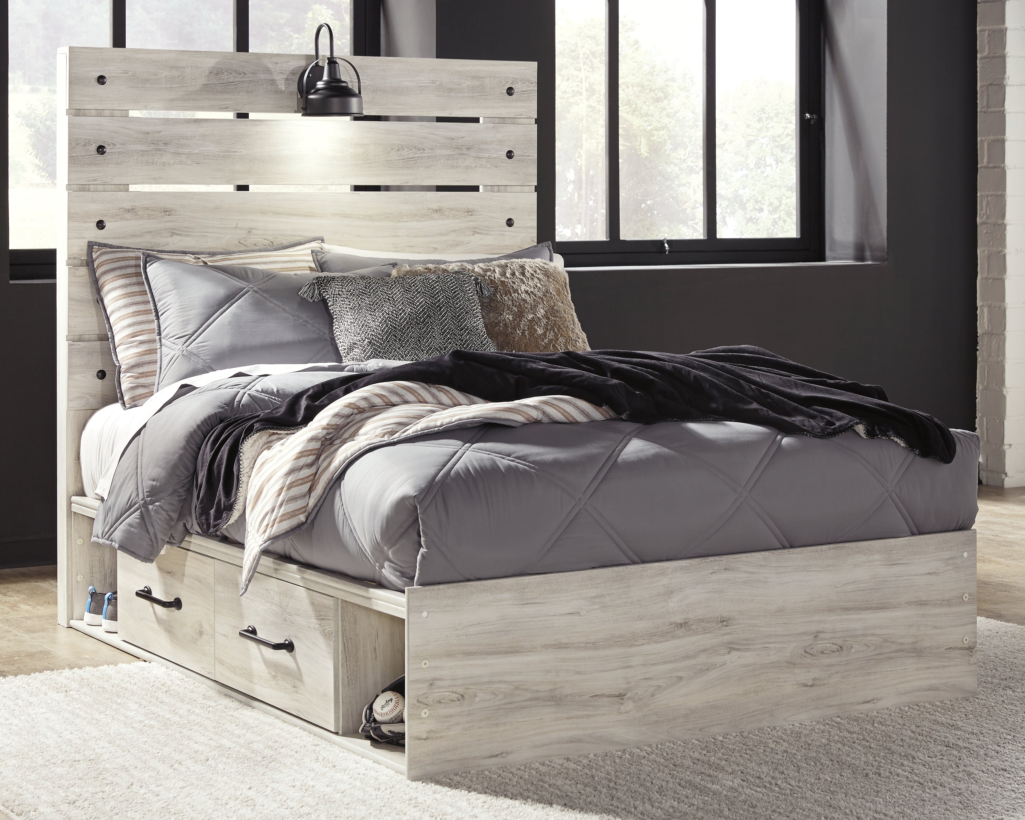 Cambeck Whitewash Full Panel Bed, Dresser, Chest and Nightstand