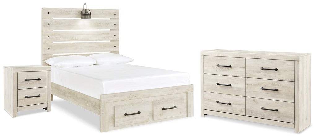 Cambeck Whitewash Full Panel Bed, Dresser and Nightstand
