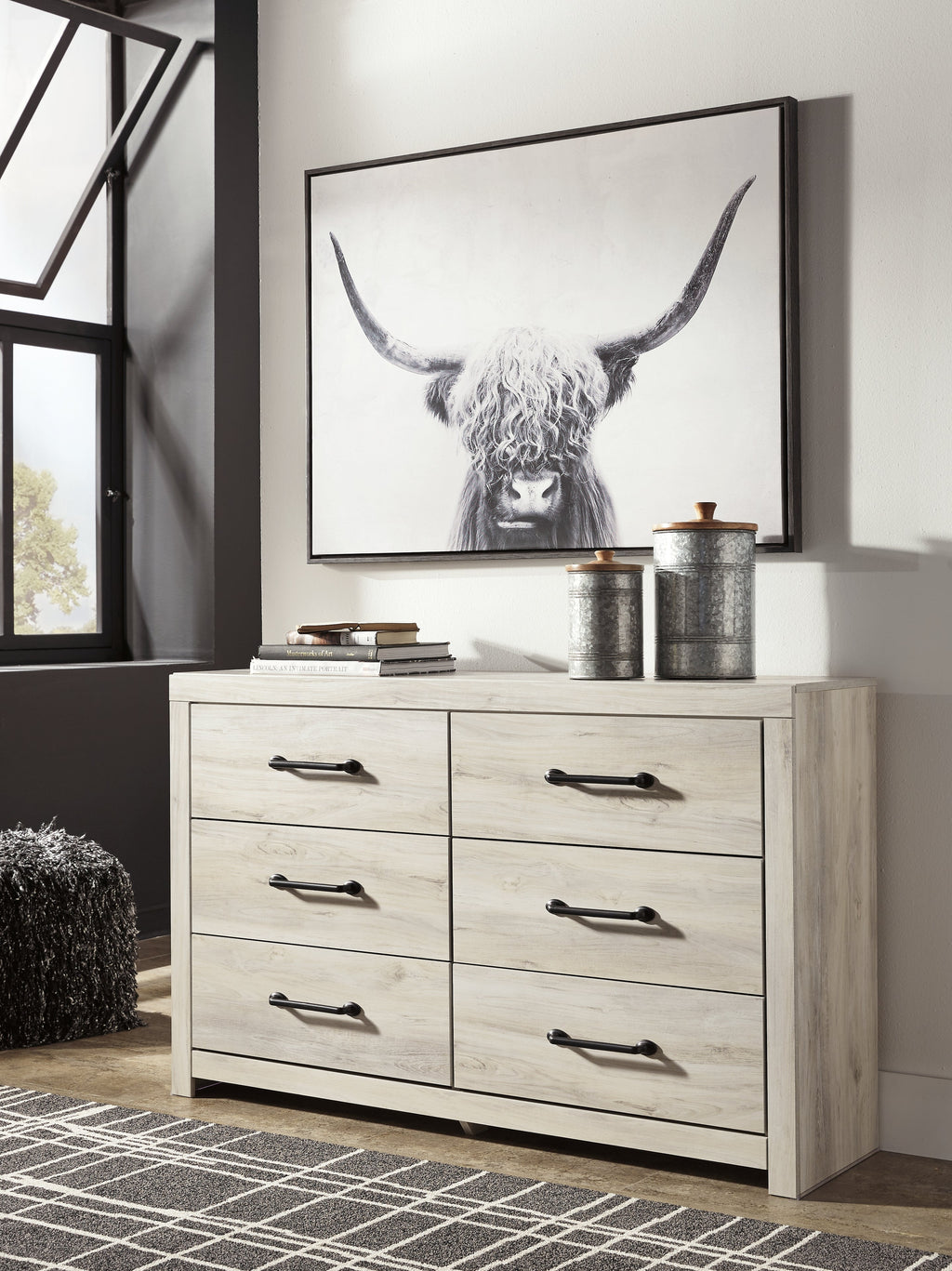 Cambeck Whitewash Full Panel Bed, Dresser and Nightstand