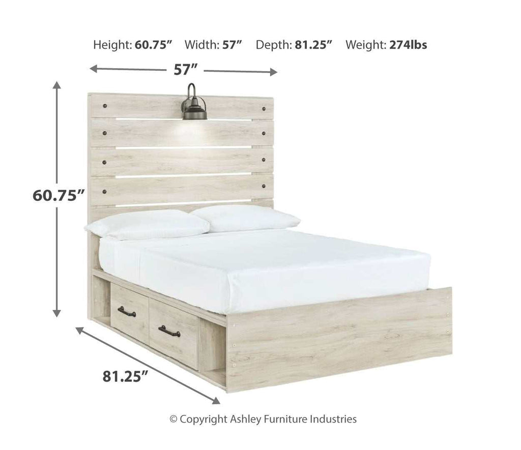 Cambeck Whitewash Full Panel Bedroom Set w/ 4 Storage Drawers