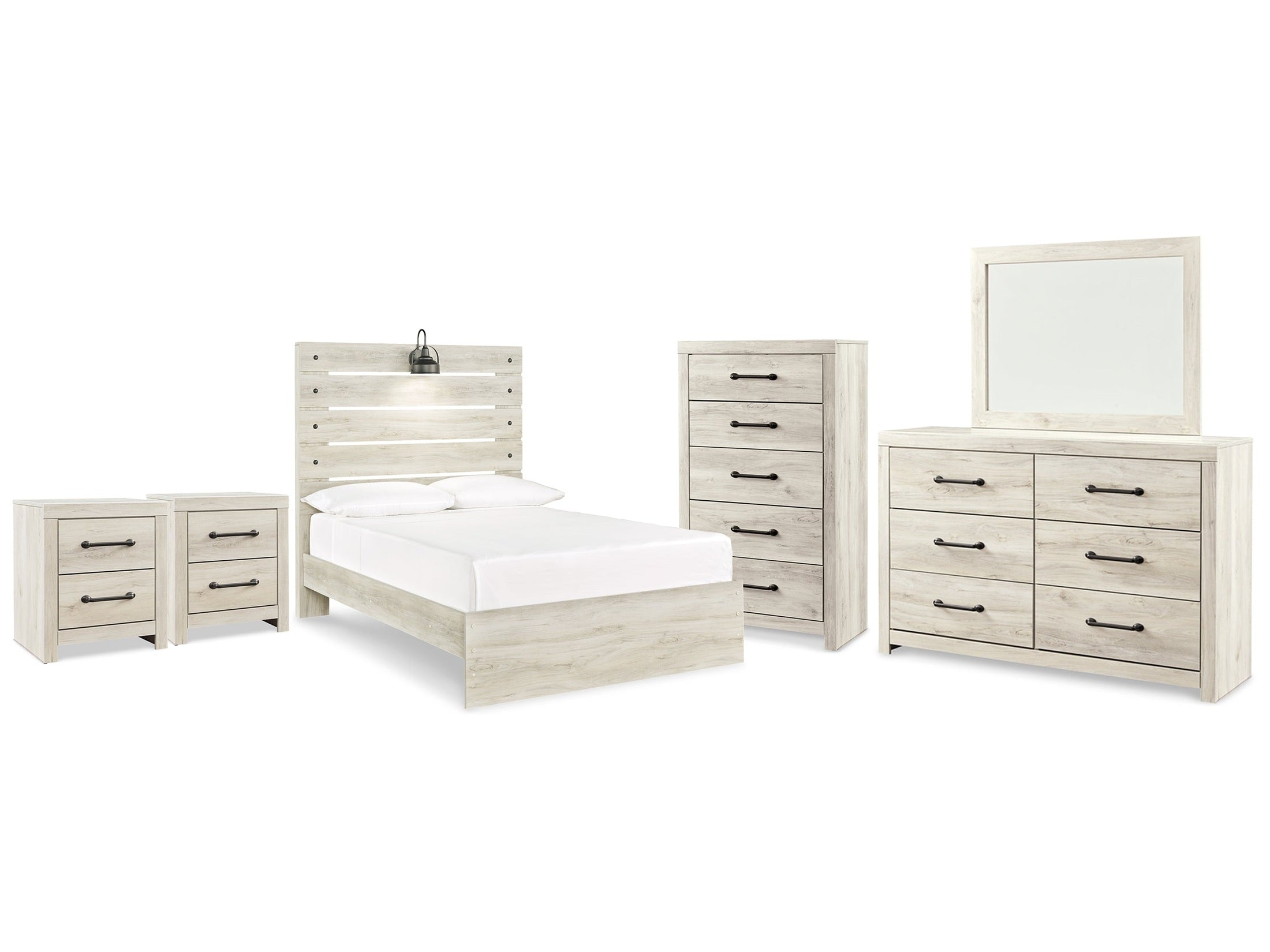 Cambeck Whitewash Full Panel Bedroom Set