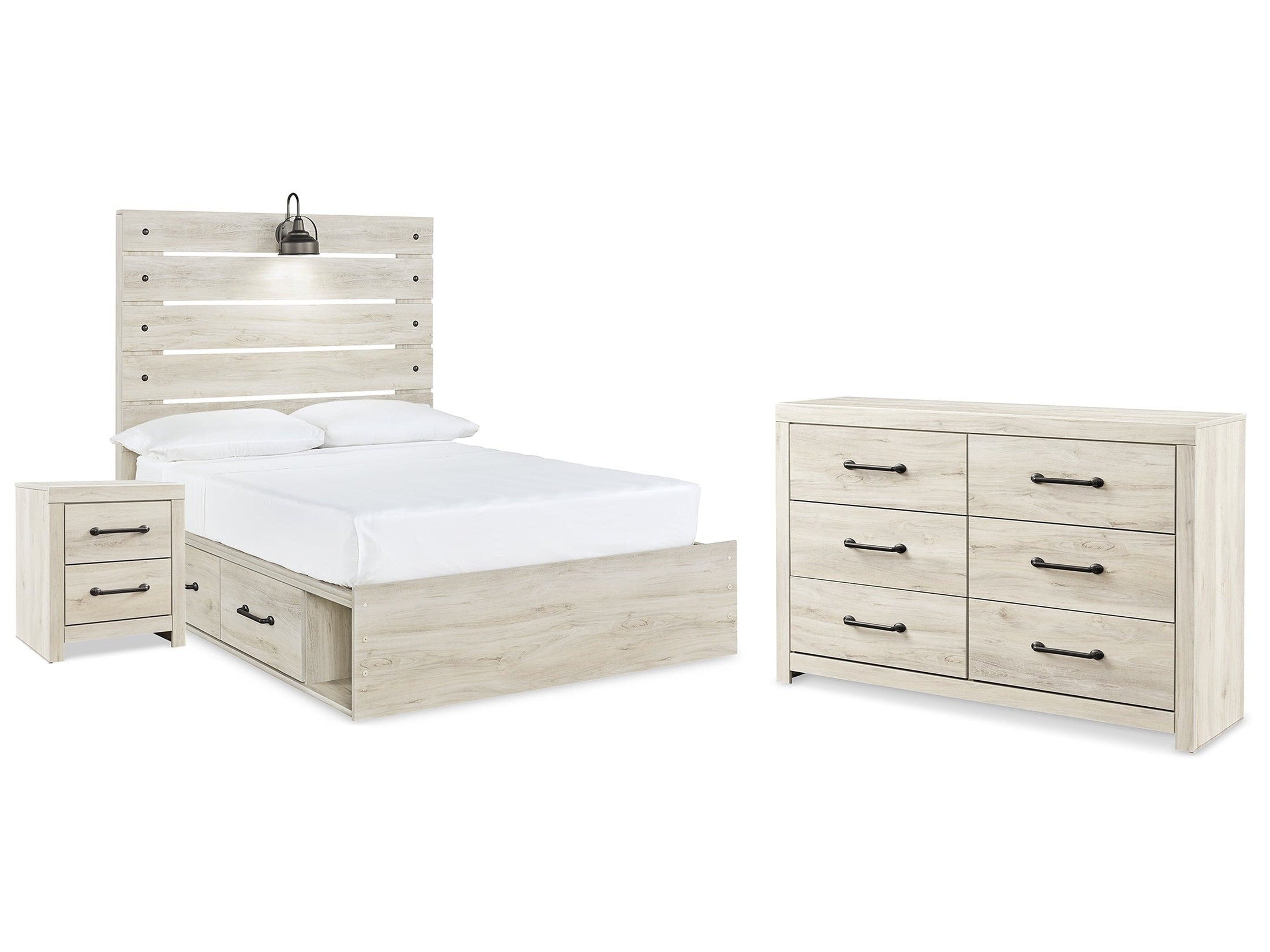 Cambeck Whitewash Full Panel Bedroom Set