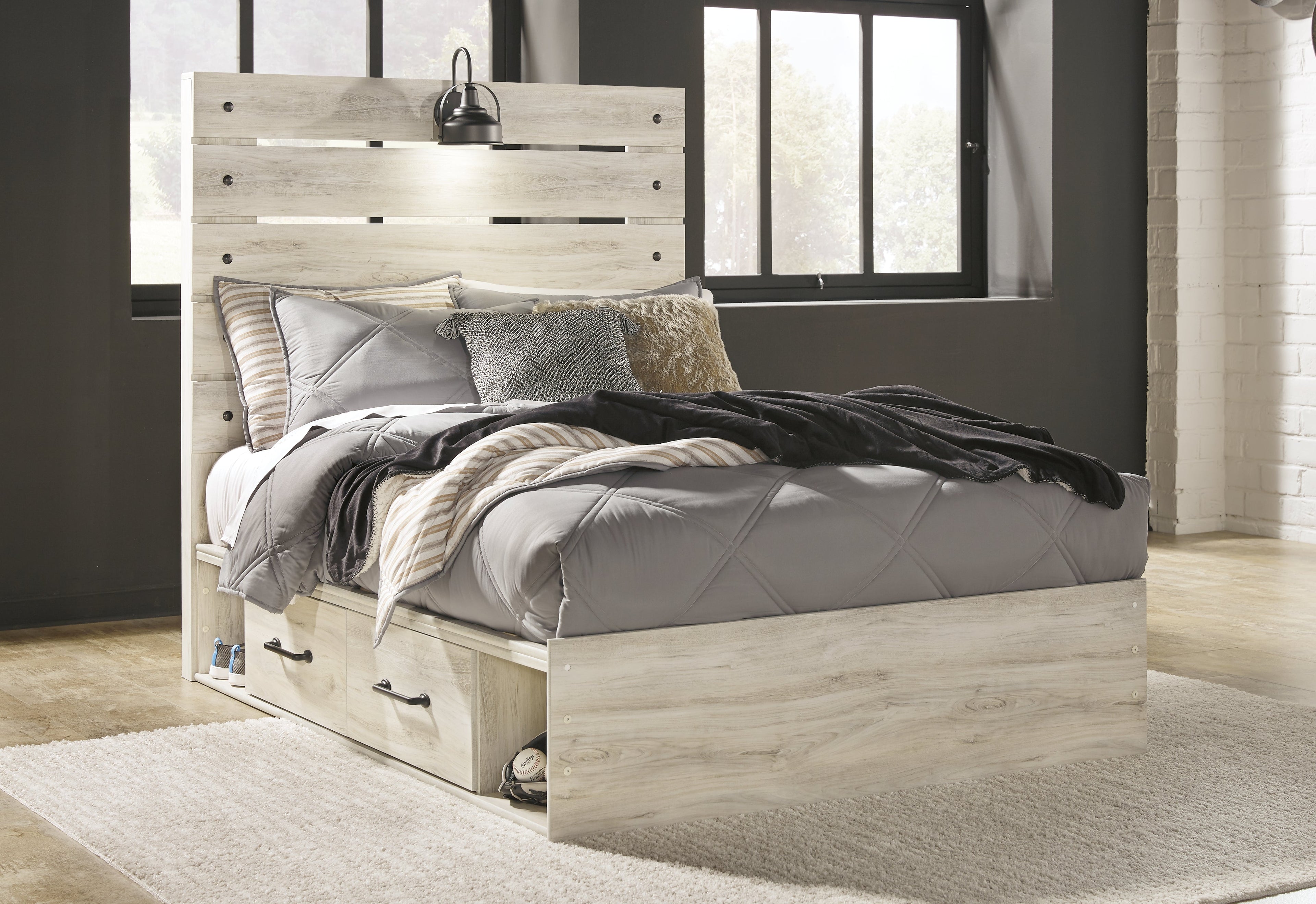 Cambeck Whitewash Full Panel Bedroom Set