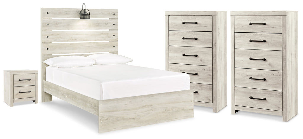 Cambeck Whitewash Full Panel Storage Bed, 2 Chests and 1 Nightstand