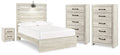 Cambeck Whitewash Full Panel Storage Bed, 2 Chests and 1 Nightstand