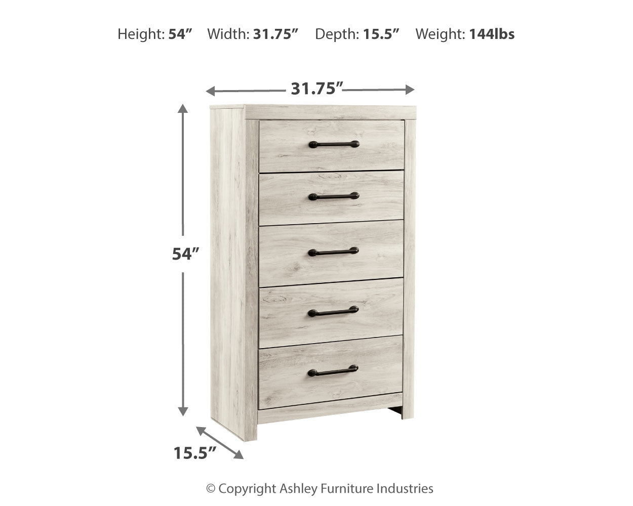 Cambeck Whitewash Full Panel Storage Bed, 2 Chests and 1 Nightstand