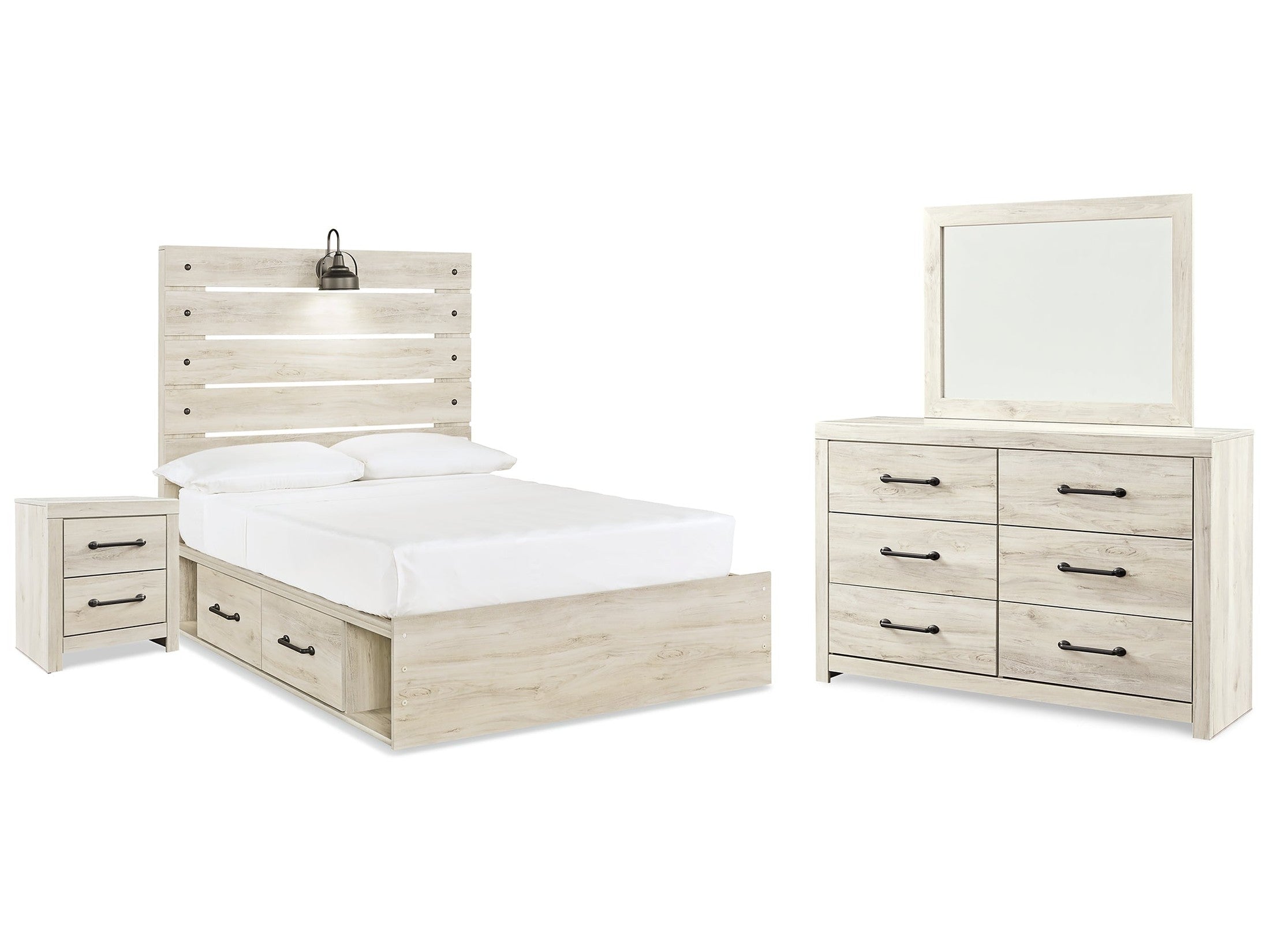 Cambeck Whitewash Full Panel Storage Bedroom Set